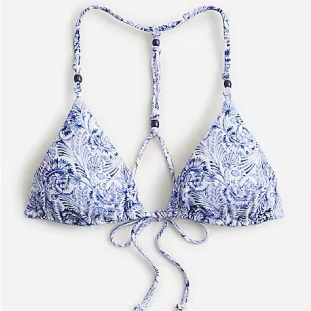 JCREW Beaded string bikini top and bottom in dandelion swirl